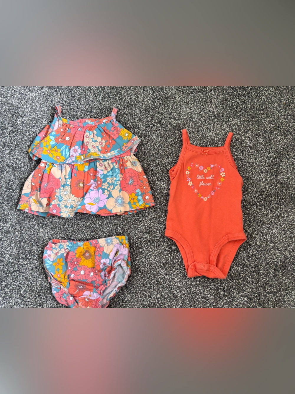 Carter's Coral Tank One-Piece & Floral Two-Piece Swim Set